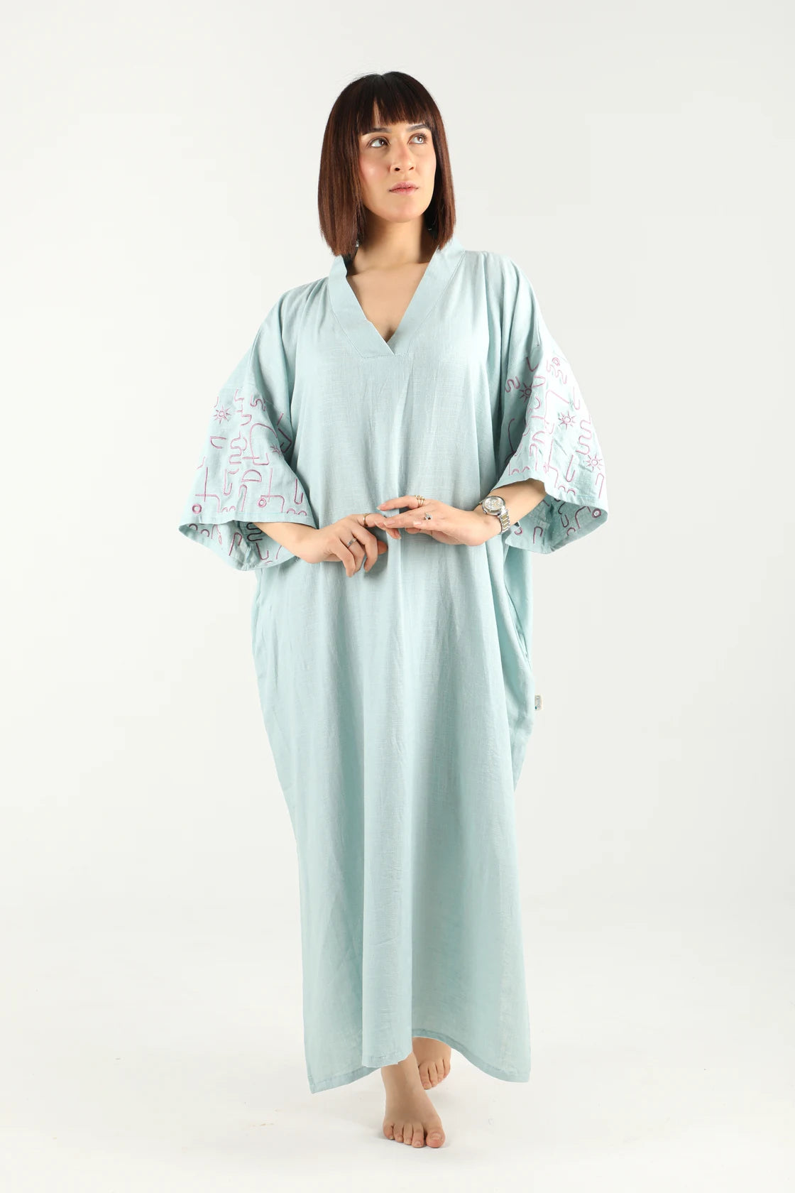 Jebba en lin (vert-bleu)